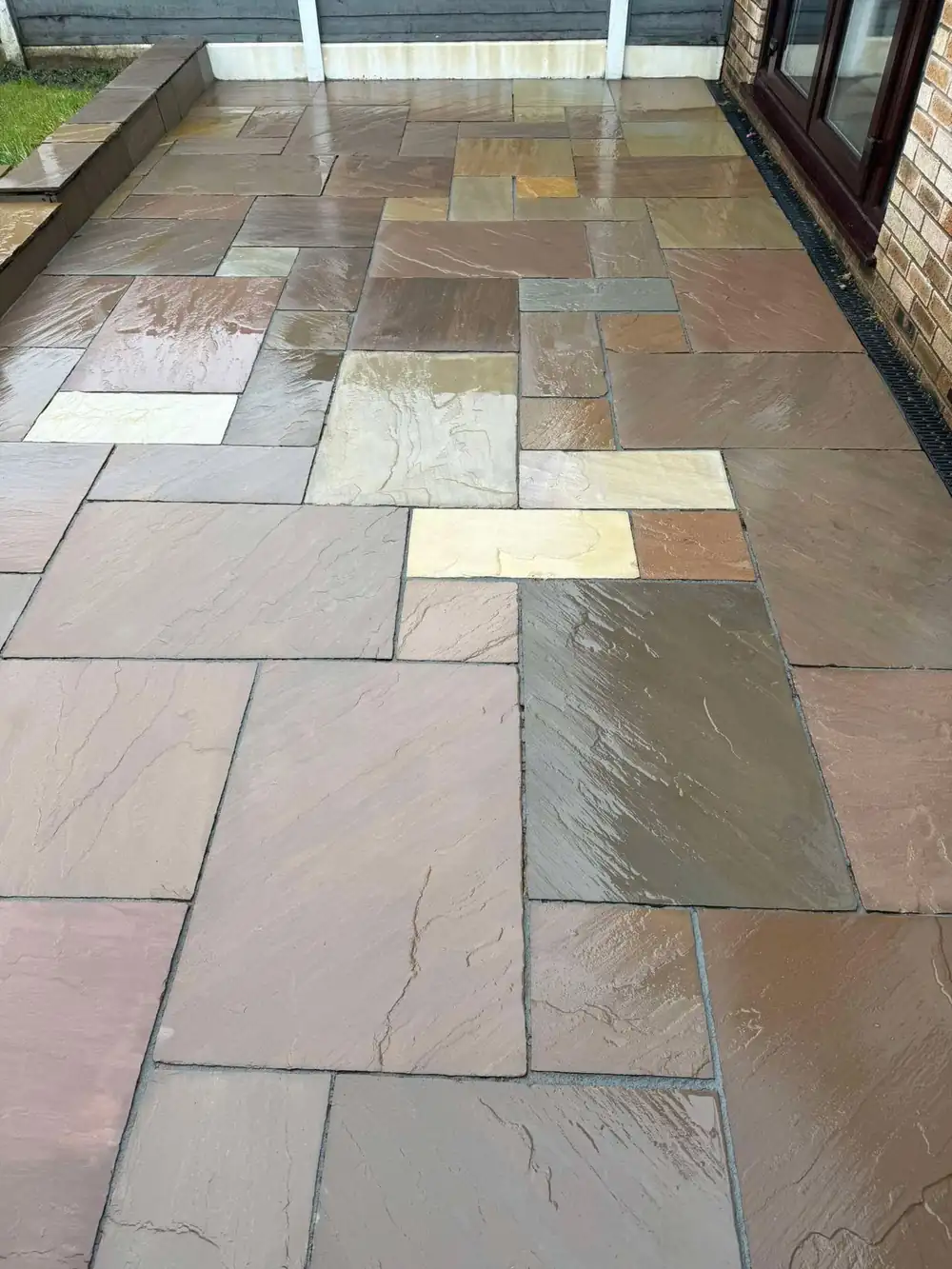 Indian sandstone patio after cleaning